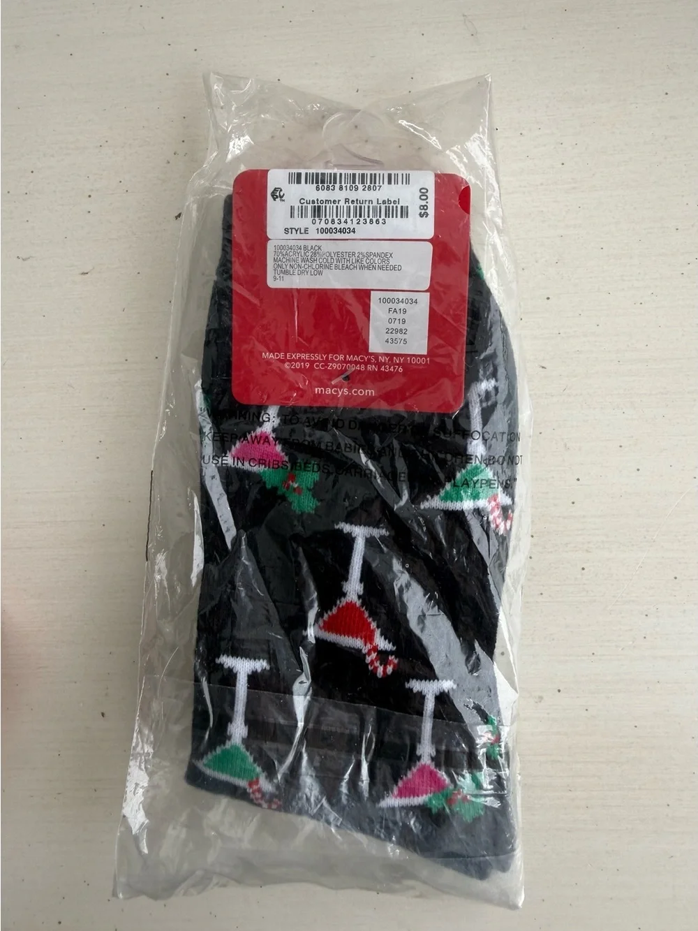 Charter Club Black Novelty Cocktail Socks